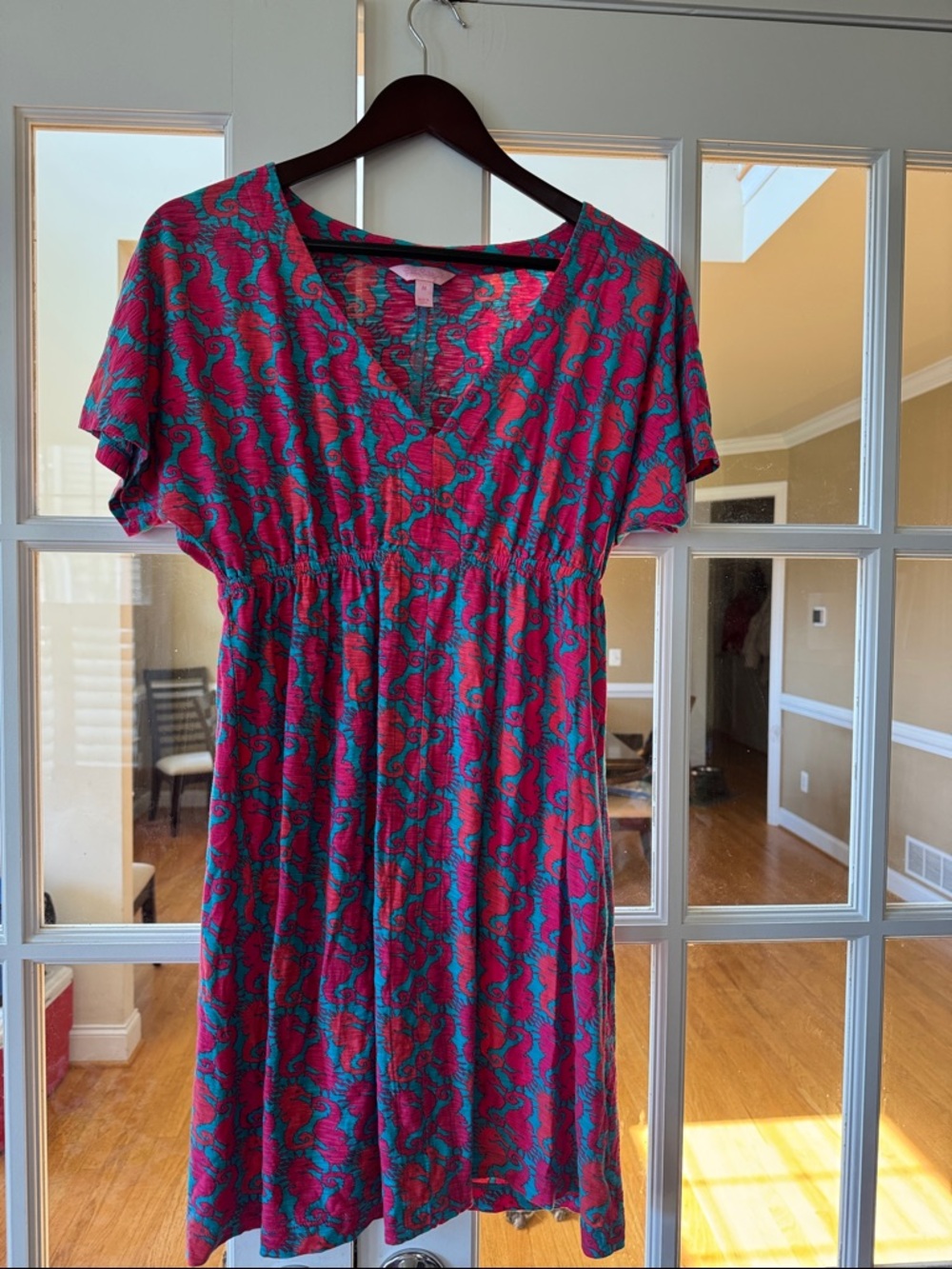 Lilly Pulitzer Pink & Teal Printed Midi Dress